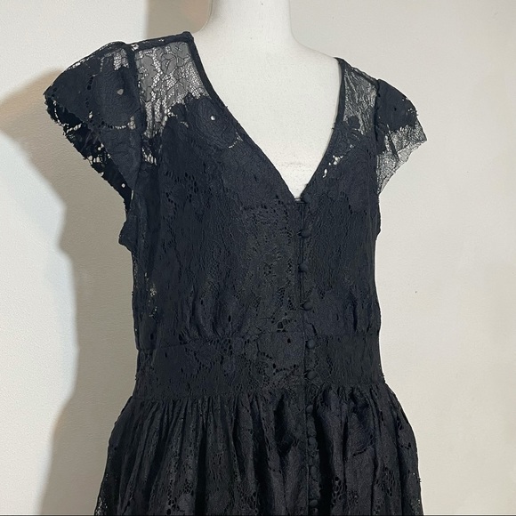 Free People Black Lace Sweetheart Witchy Dress L - Picture 3 of 11